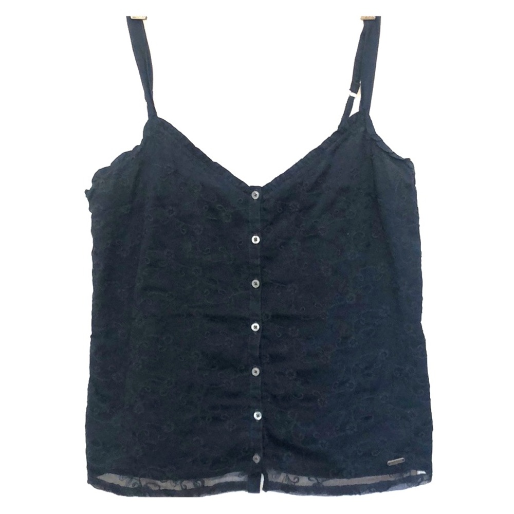 Hollister blue lace tank top button down